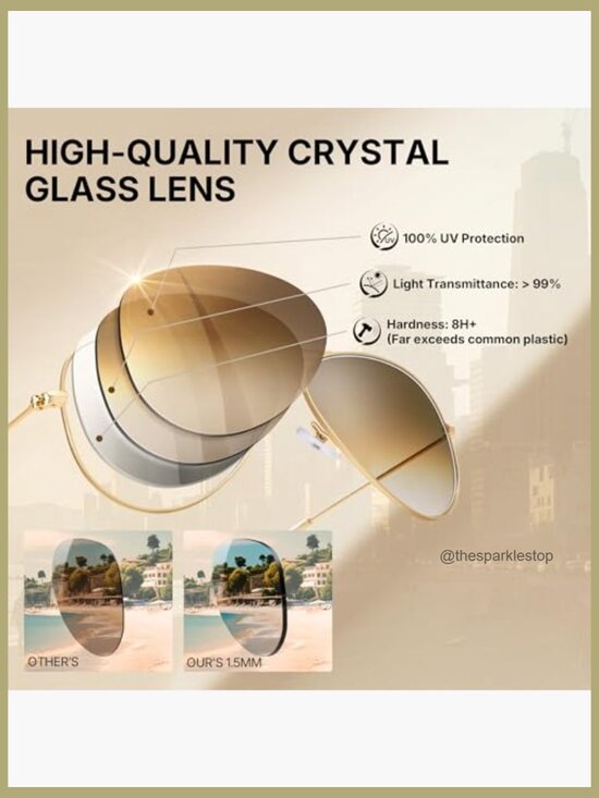Metal Frame Glass Lens Aviator Sunglasses UV400 Protection main image 5